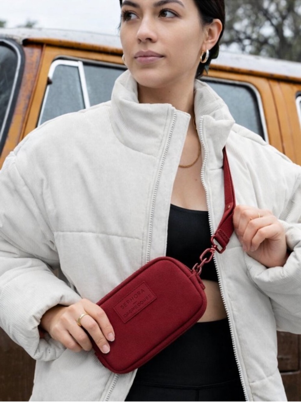 Dagne Dover Wine Red Crossbody Card & Key Pouch